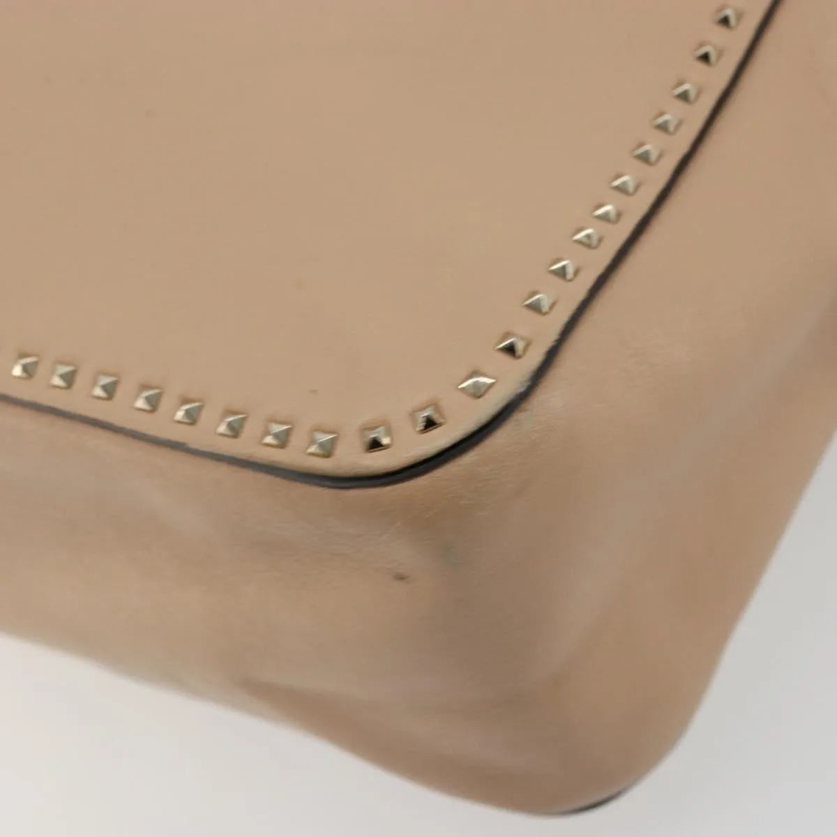 Valentino Garavani Convertible Zip Satchel Leather with Micro Rockstuds, Beige, Leather, Handbag