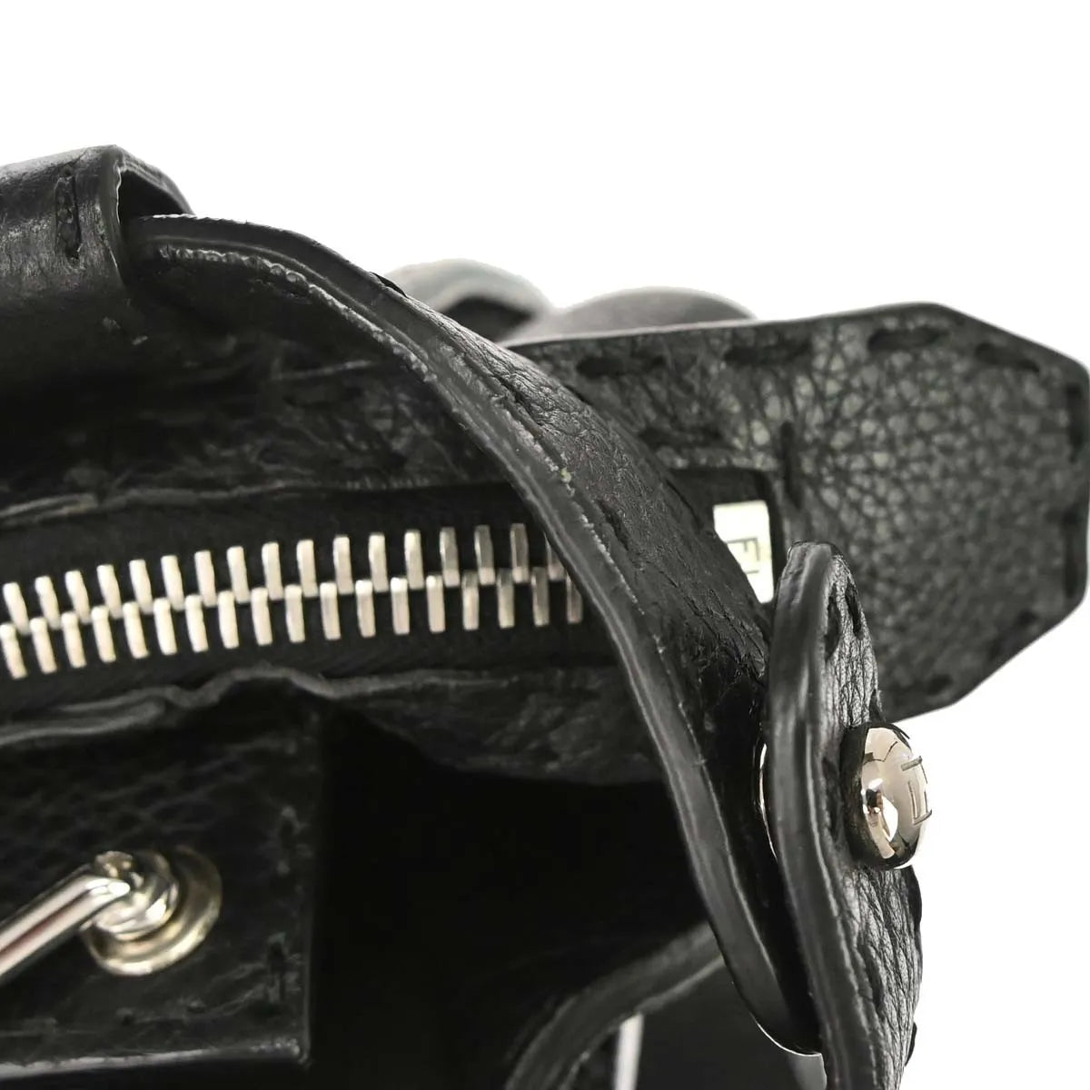 Fendi Selleria Peekaboo Fit Leather, Black, Leather, Handbag