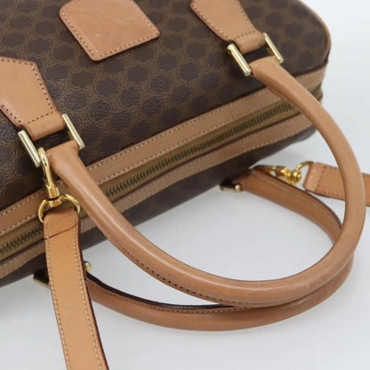 Celine Vintage Macadam Boston Canvas and Leather, Brown, PVC, Handbag