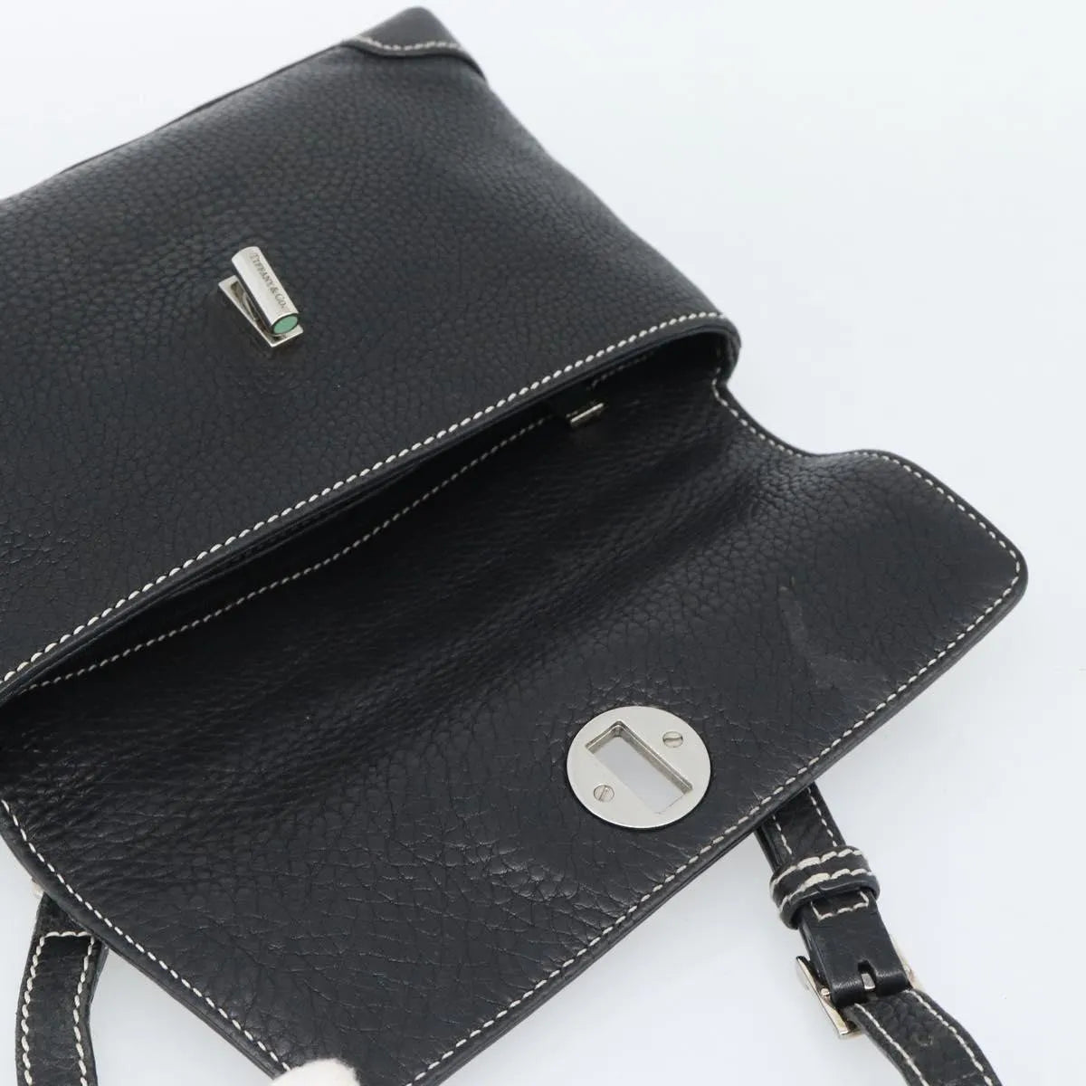 Tiffany & Co. Vintage Leather, Black, Leather, Shoulder Bag
