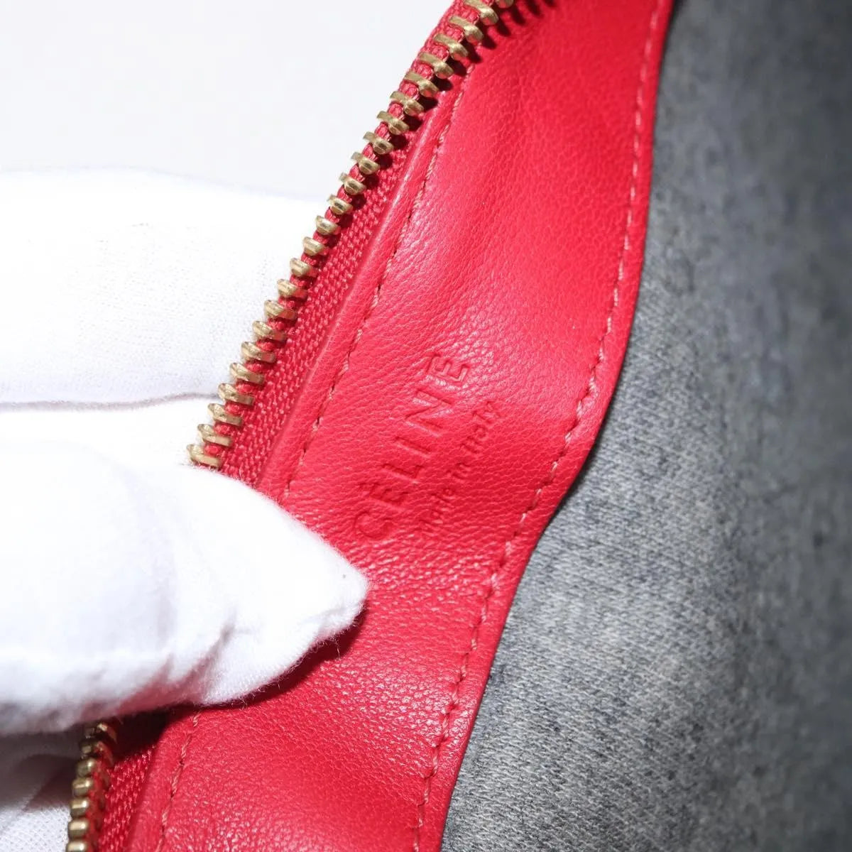 Celine Trio Leather, Red, Leather, Shoulder Bag