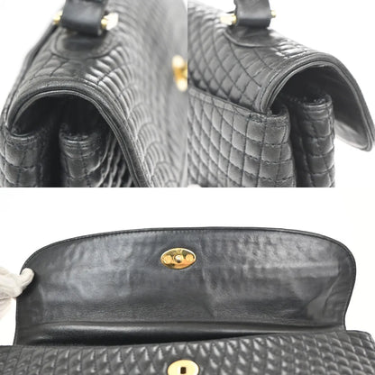 Bally Vintage Quilted Leather, Black, Leather, Handbag