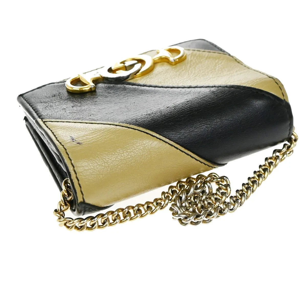 Gucci Zumi Chain Card Case Diagonal Quilted Leather, Black, Leather, Wallet