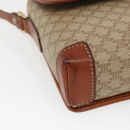 Celine Vintage Macadam Canvas and Leather, Beige, Canvas, Shoulder Bag