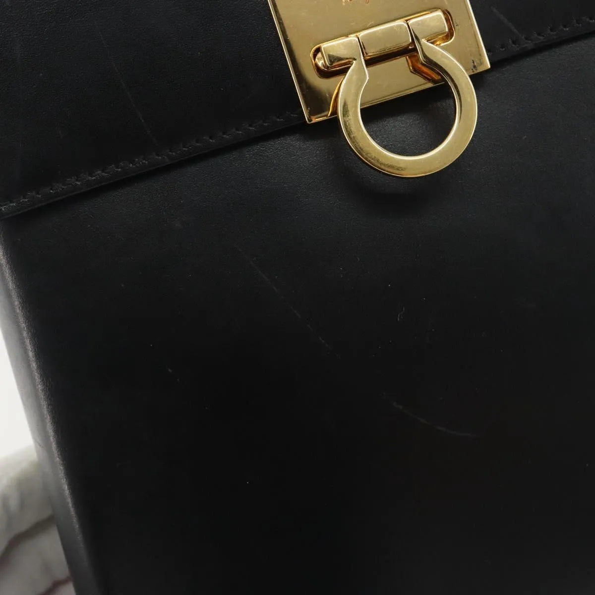 Salvatore Ferragamo Gancini Convertible Top Handle Leather, Black, Leather, Handbag