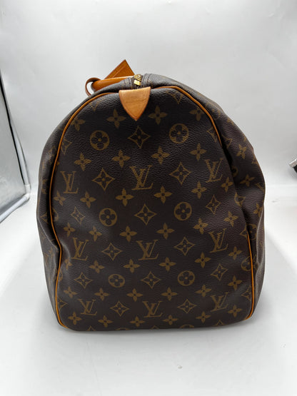 Louis Vuitton Keepall Monogram Canvas with LV Friends Patch, Brown, Canvas, Travel Bag