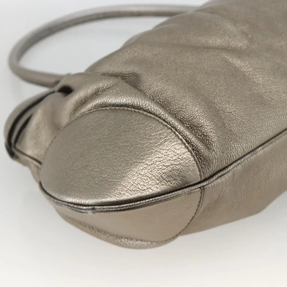 Salvatore Ferragamo Gancini Leather, Silver, Leather, Handbag