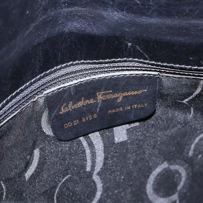 Salvatore Ferragamo Gancini Leather, Black, Leather, Shoulder Bag