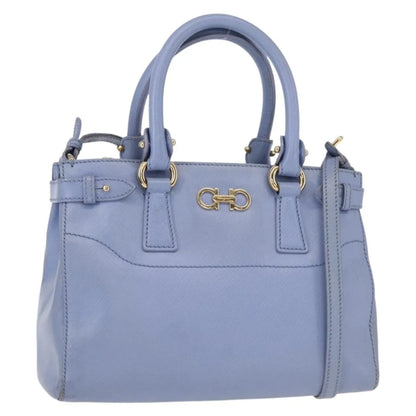 Salvatore Ferragamo Beky Tote Saffiano Leather, Blue, Leather, Handbag