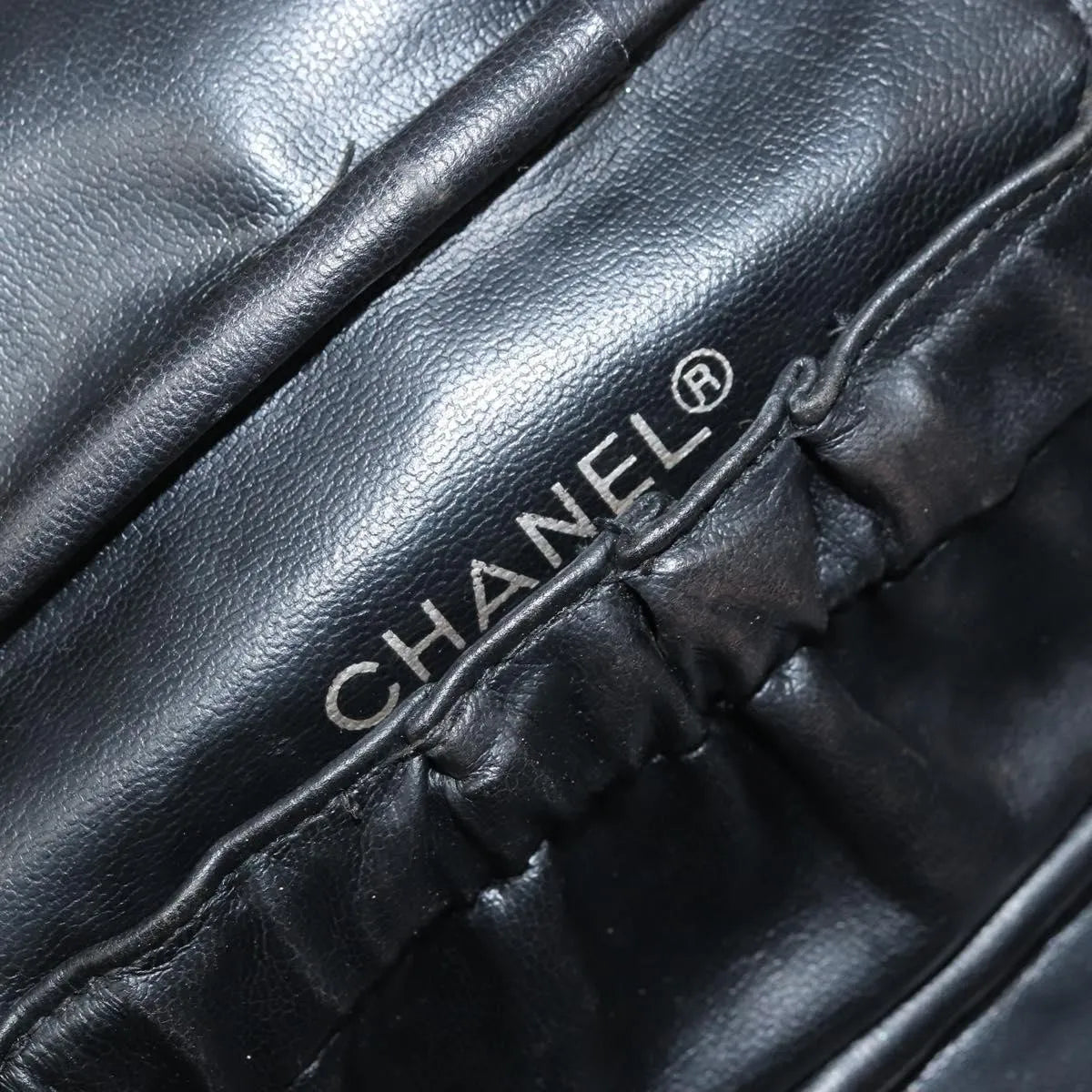 Chanel Vintage Cosmetic Case Lambskin, Black, Leather, Clutch