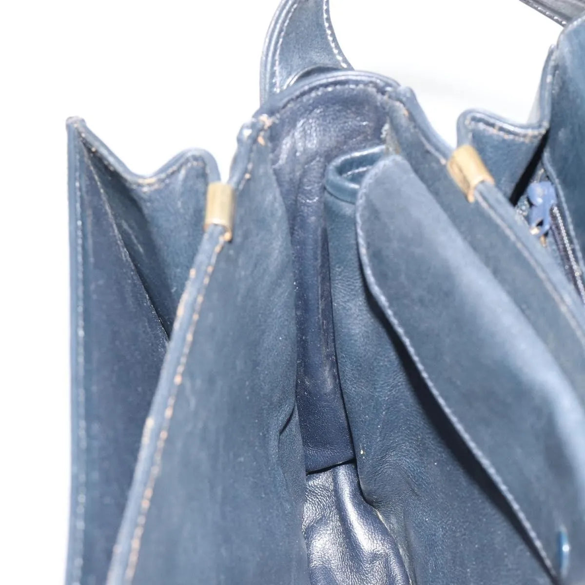 Celine Vintage Horse Carriage C Macadam Canvas and Leather, Navy, Canvas, Shoulder Bag