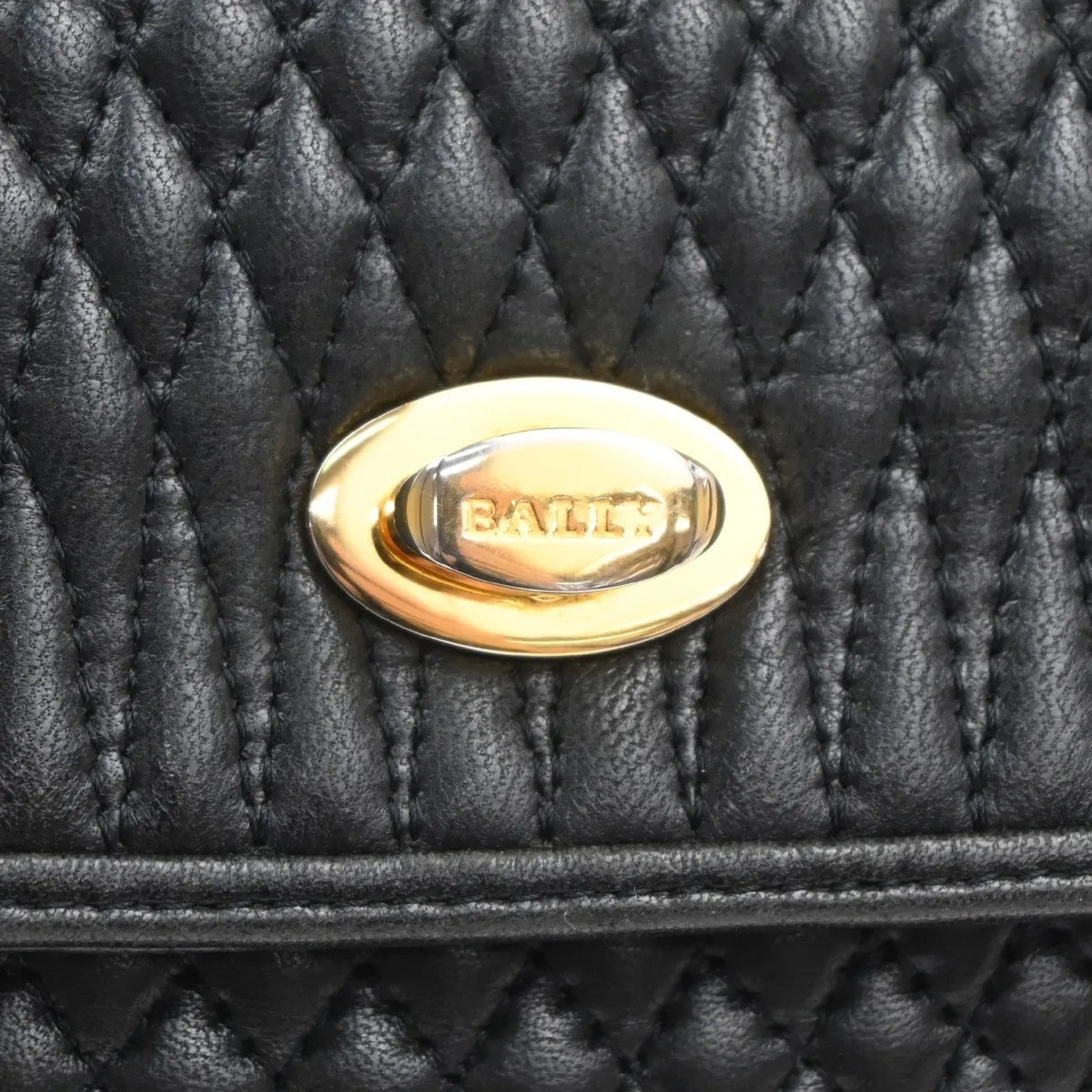 Bally Vintage Quilted Leather, Black, Leather, Handbag