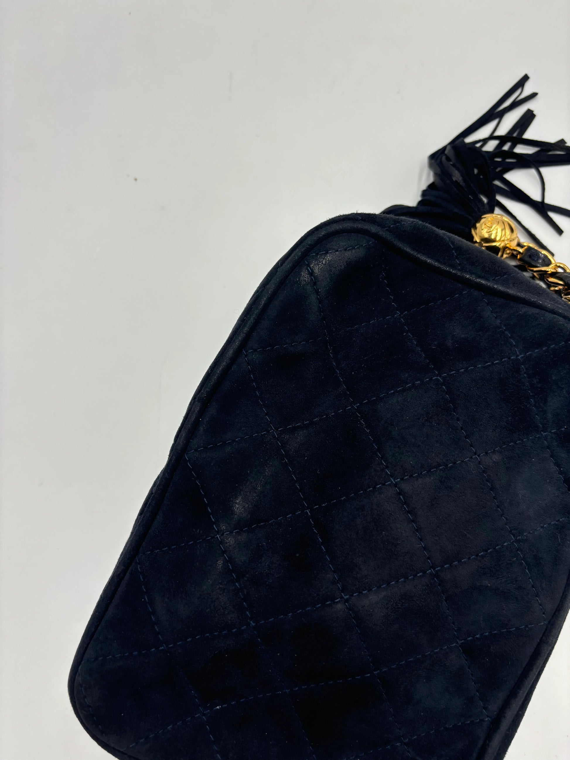 Chanel Vintage Camera Bag Suede, Black, Suede, Crossbody Bag