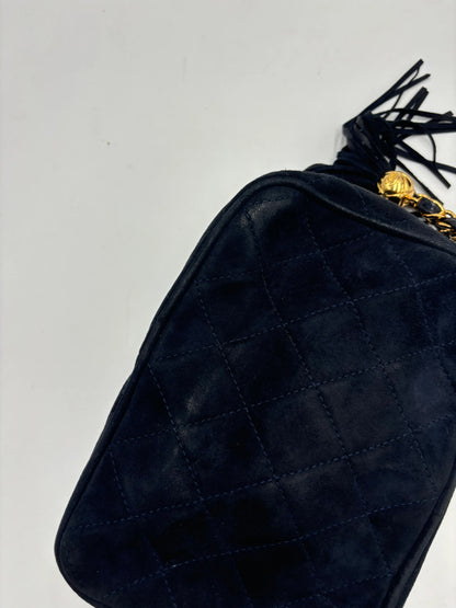 Chanel Vintage Camera Bag Suede, Black, Suede, Crossbody Bag
