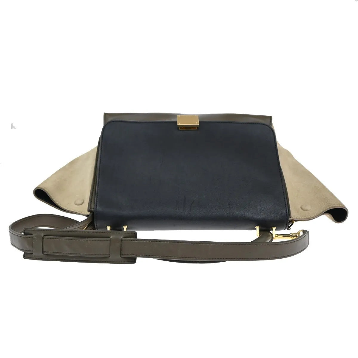 Celine Trapeze Leather with Suede, Multicolour, Leather, Handbag