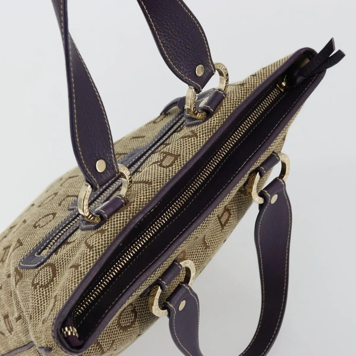 Bvlgari Logomania Canvas, Beige, Canvas, Tote Bag
