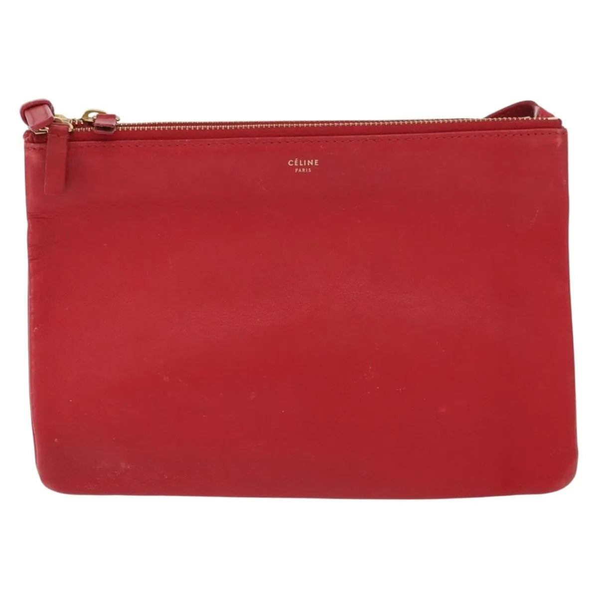 Celine Trio Leather, Red, Leather, Shoulder Bag
