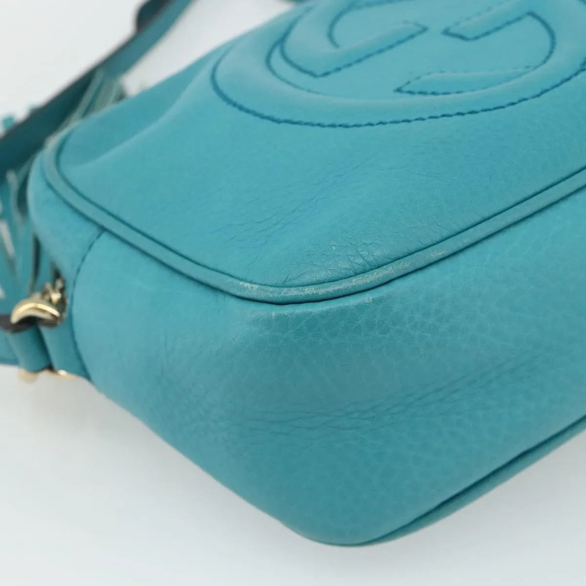 Gucci Soho Disco Leather, Blue, Leather, Shoulder Bag