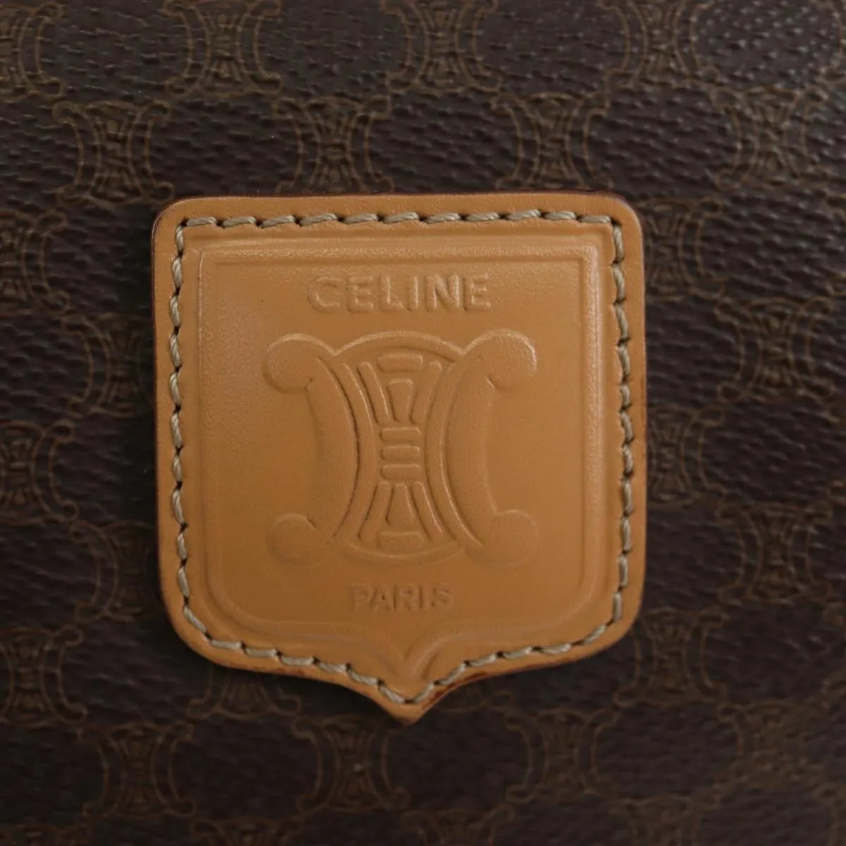 Celine Vintage Macadam Boston Canvas and Leather, Brown, PVC, Handbag