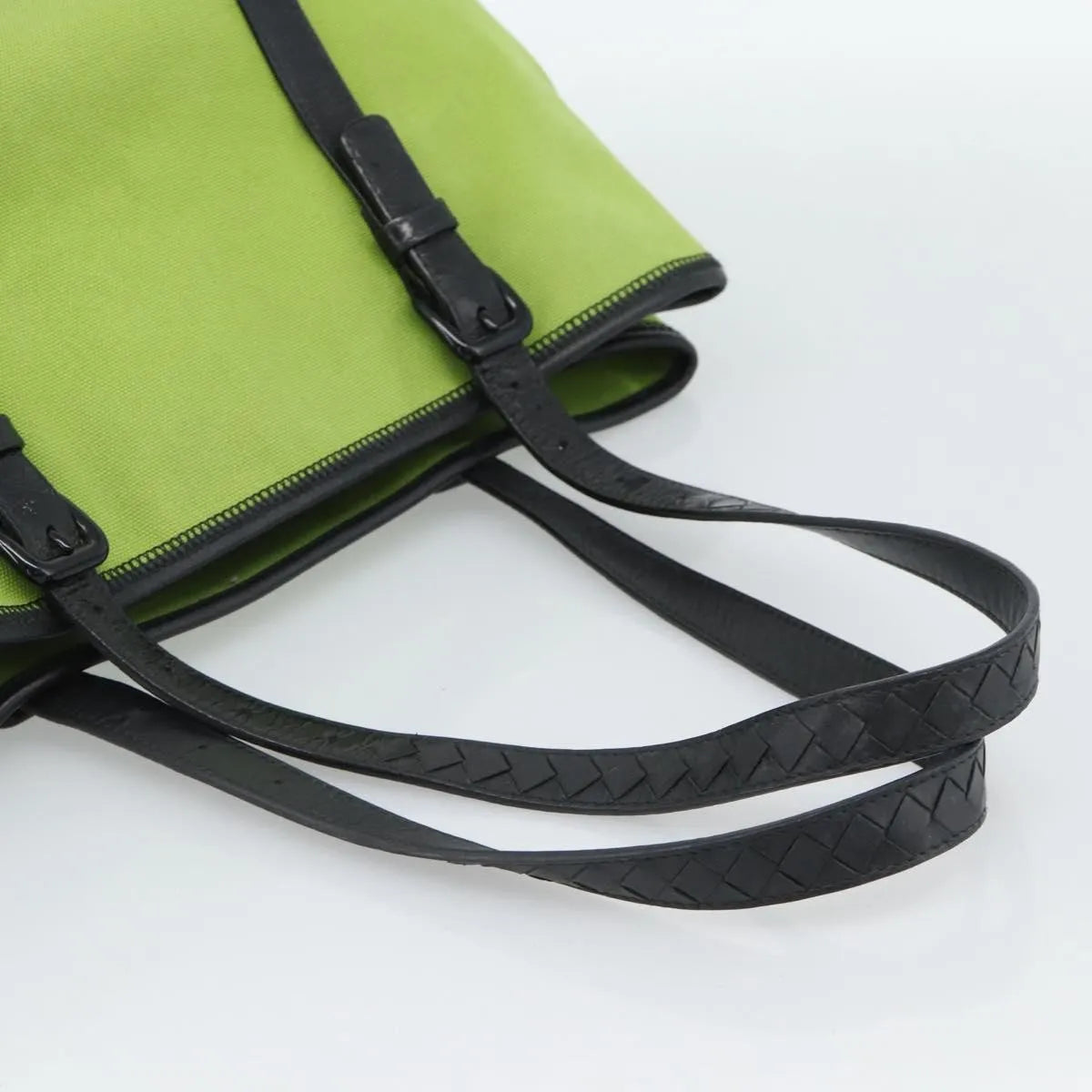 Bottega Veneta Vintage Canvas, Green, Canvas, Tote Bag