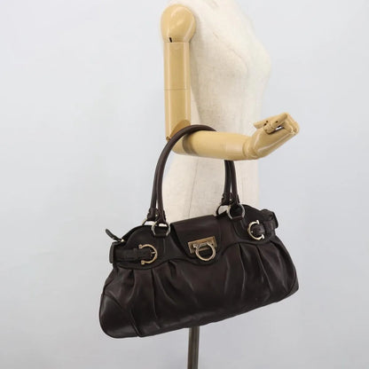 Salvatore Ferragamo Marisa Leather, Brown, Leather, Handbag