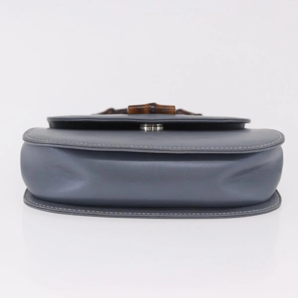 Gucci Vintage Convertible Bamboo Top Handle Leather, Blue, Leather, Handbag