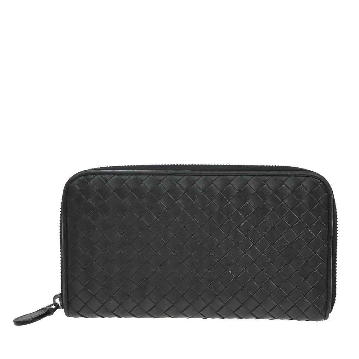Bottega Veneta Intrecciato Long Zip Leather, Black, Leather, Wallet
