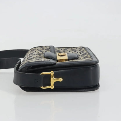 Celine Vintage Horse Carriage C Macadam Canvas and Leather, Navy, Canvas, Shoulder Bag