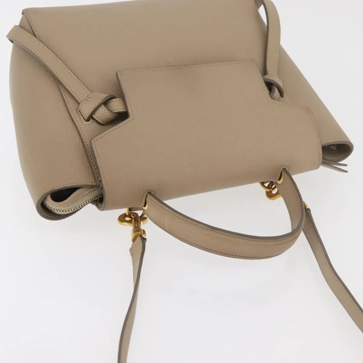 Celine Belt Calfskin, Beige, Leather, Handbag