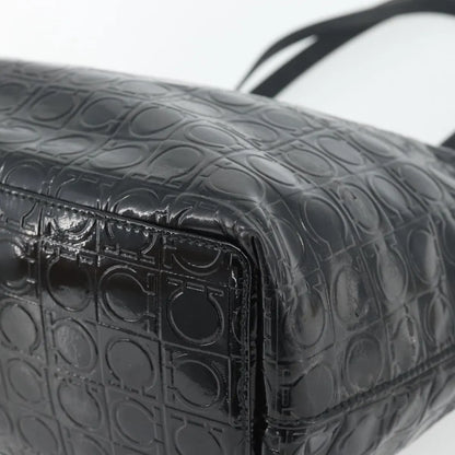 Salvatore Ferragamo Gancini Tote Patent leather, Black, Patent Leather, Tote Bag