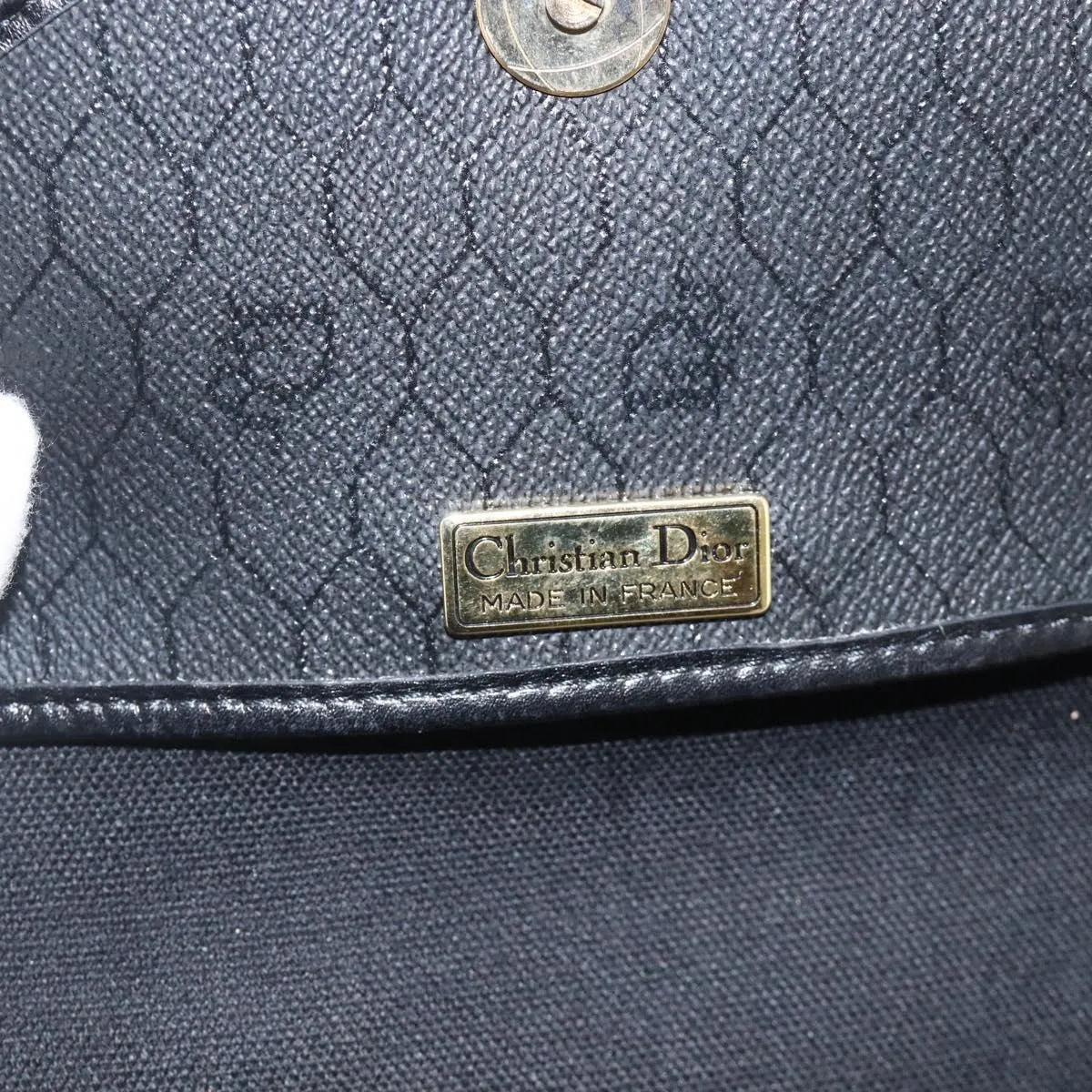Christian Dior Vintage Honeycomb Flap Coated Canvas, Black, Canvas, Shoulder Bag