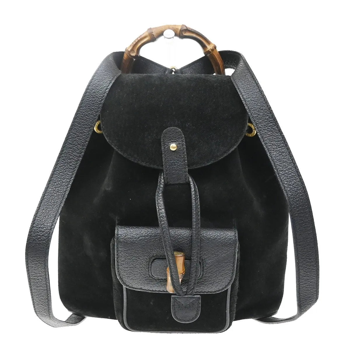 Gucci Vintage Bamboo Suede, Black, Suede, Backpack