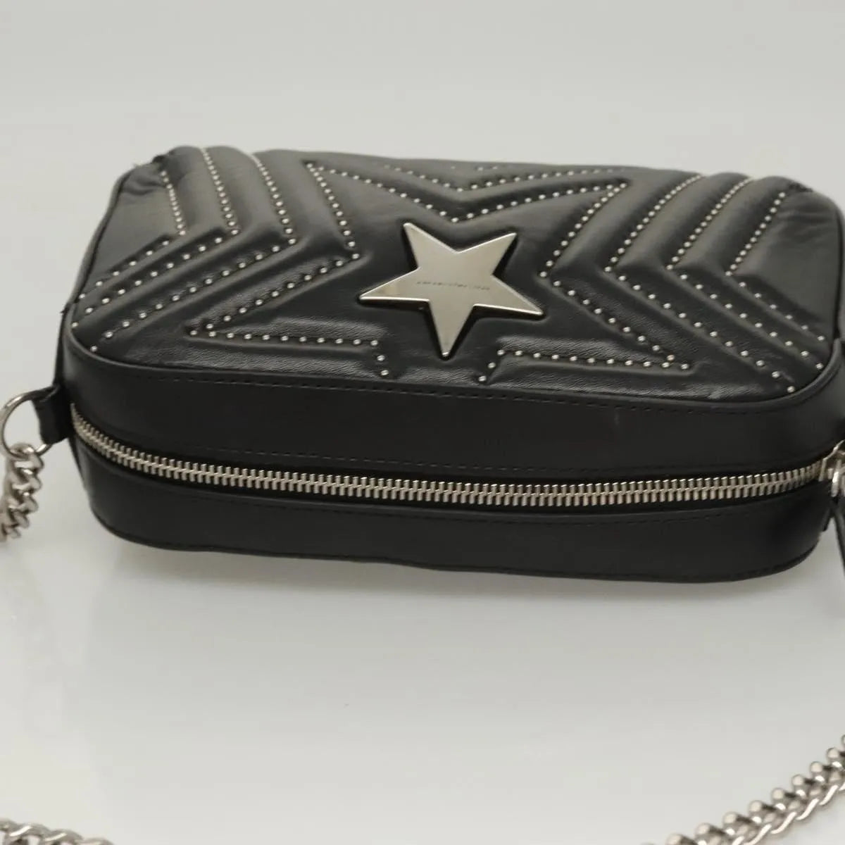 Stella McCartney Stella Star Camera Quilted Faux Leather, Black, Synthetic, Shoulder Bag