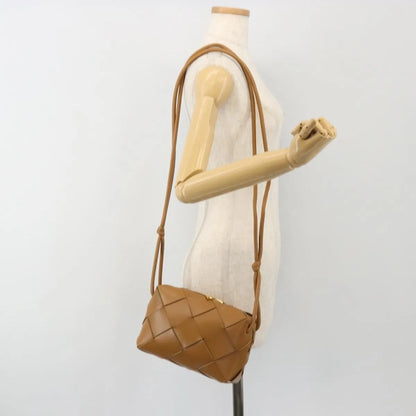 Bottega Veneta Cassette Camera Maxi Intrecciato Leather, Brown, Leather, Shoulder Bag