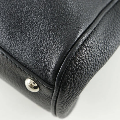 Salvatore Ferragamo Gancini Satchel Leather, Black, Leather, Shoulder Bag