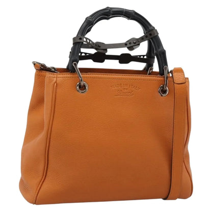 Gucci Bamboo shopper Leather, Orange, Leather, Handbag