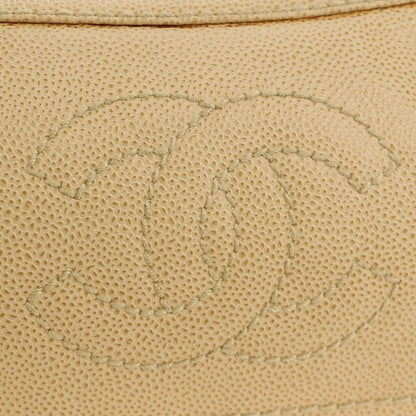 Chanel Vintage CC Resin Chain Caviar, Beige, Leather, Shoulder Bag