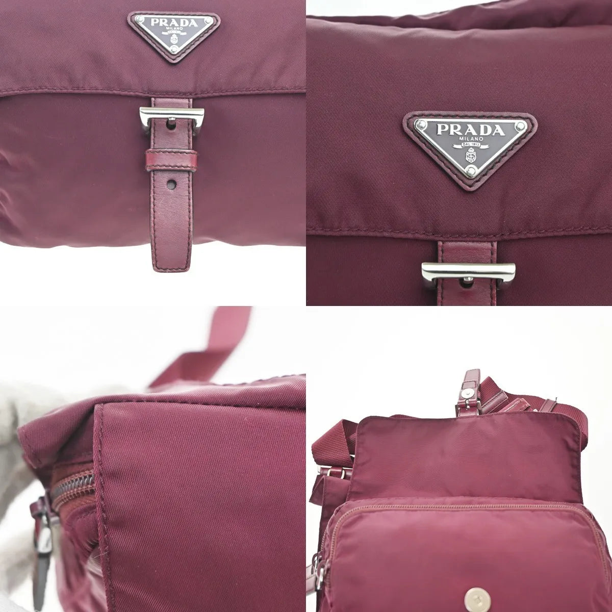 Prada Messenger Printed Tessuto, Red, Nylon, Crossbody Bag