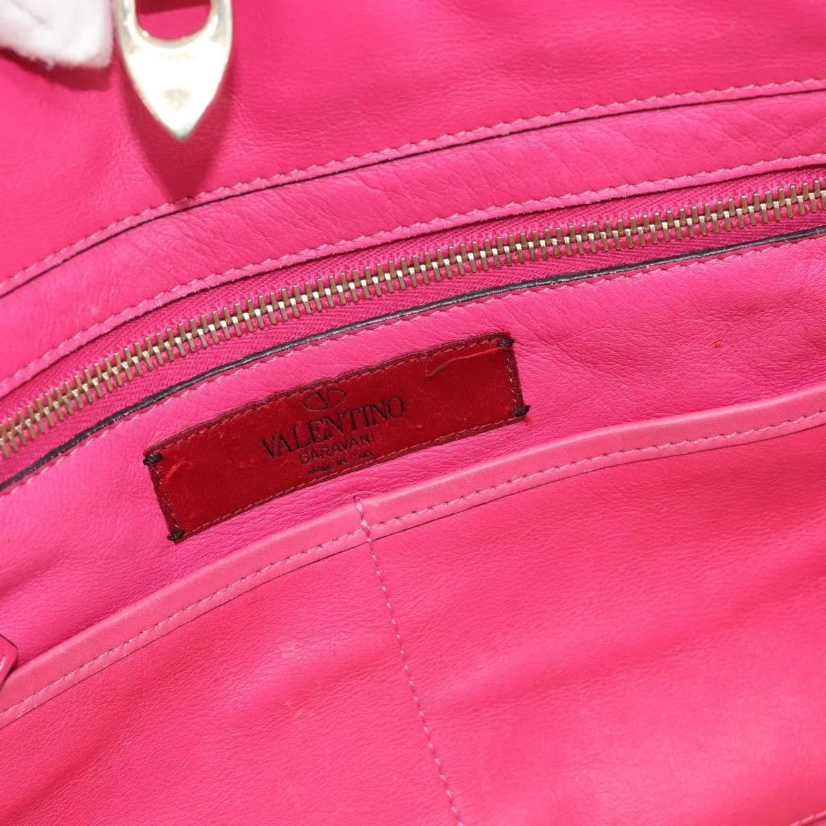Valentino Garavani Rockstud Tote Textured Leather, Pink, Leather, Tote Bag