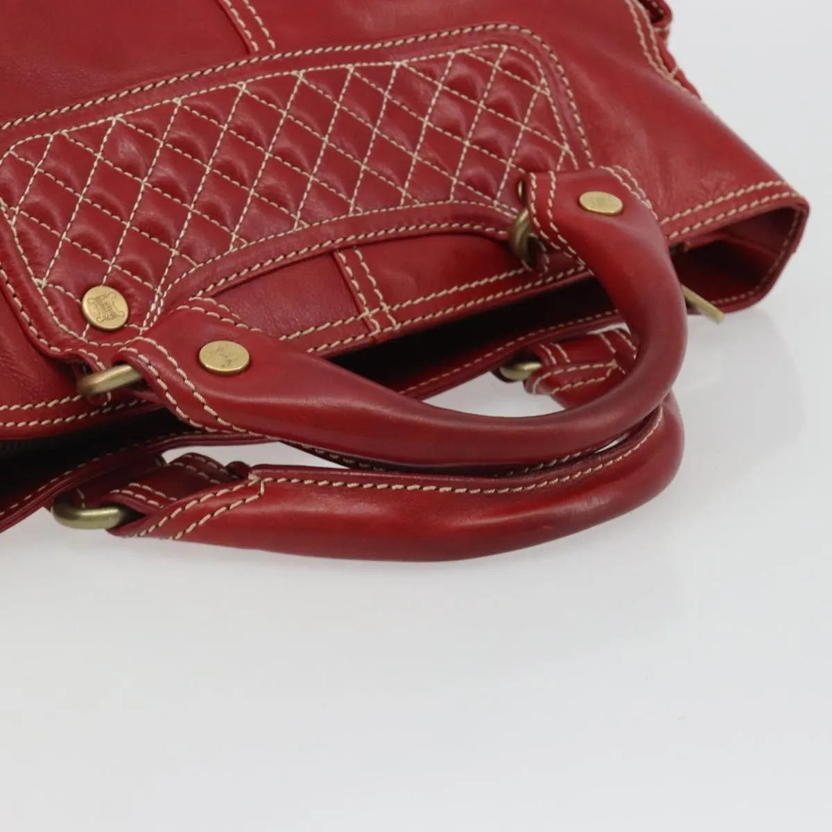 Celine Boogie Satchel Leather, Red, Leather, Handbag