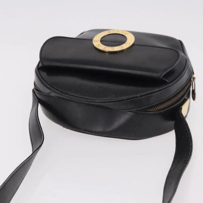 Celine Vintage Circle Logo Leather, Black, Leather, Shoulder Bag