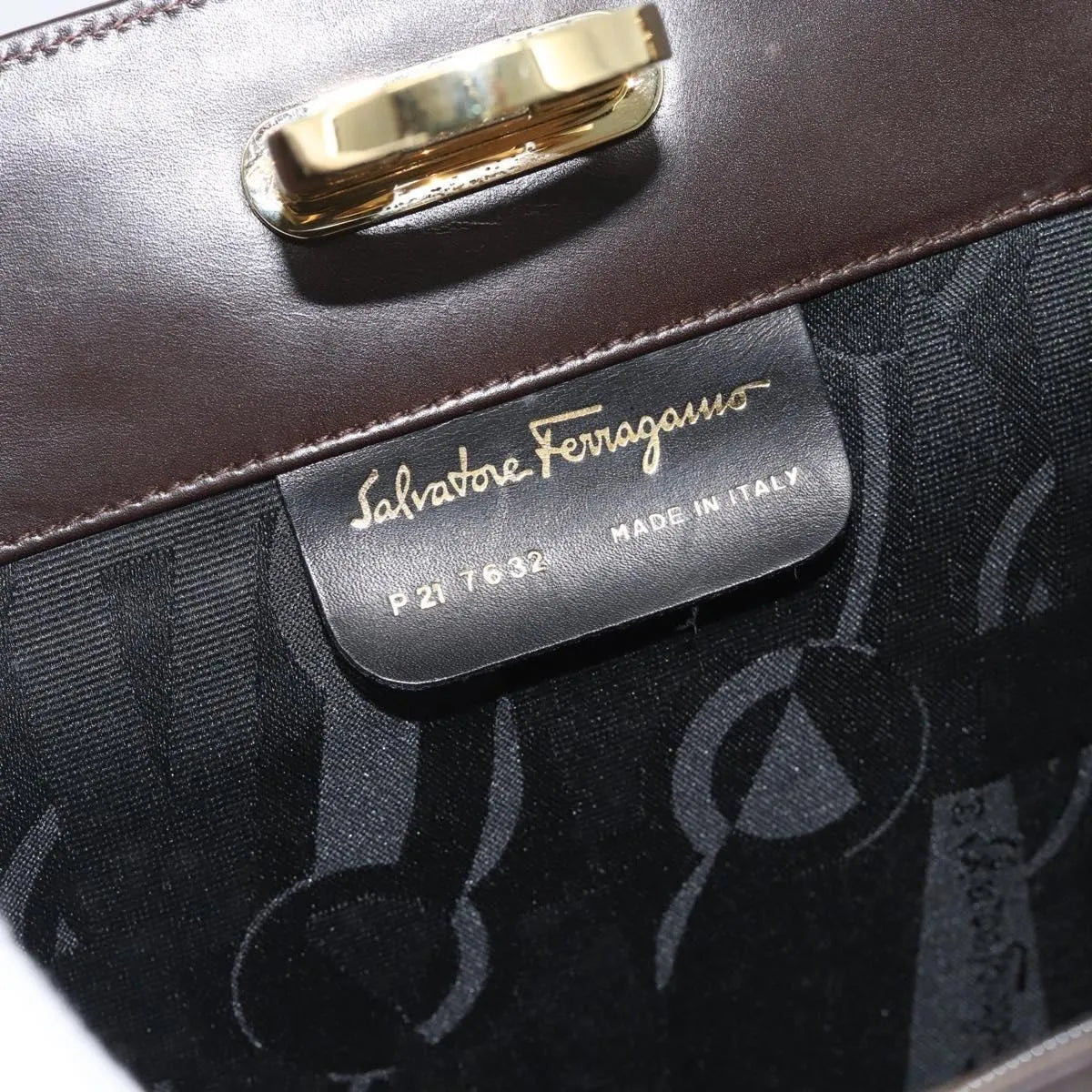 Salvatore Ferragamo Vintage Gancini Chain Leather, Brown, Leather, Shoulder Bag
