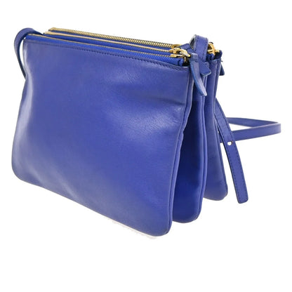 Celine Trio Leather, Blue, Leather, Shoulder Bag