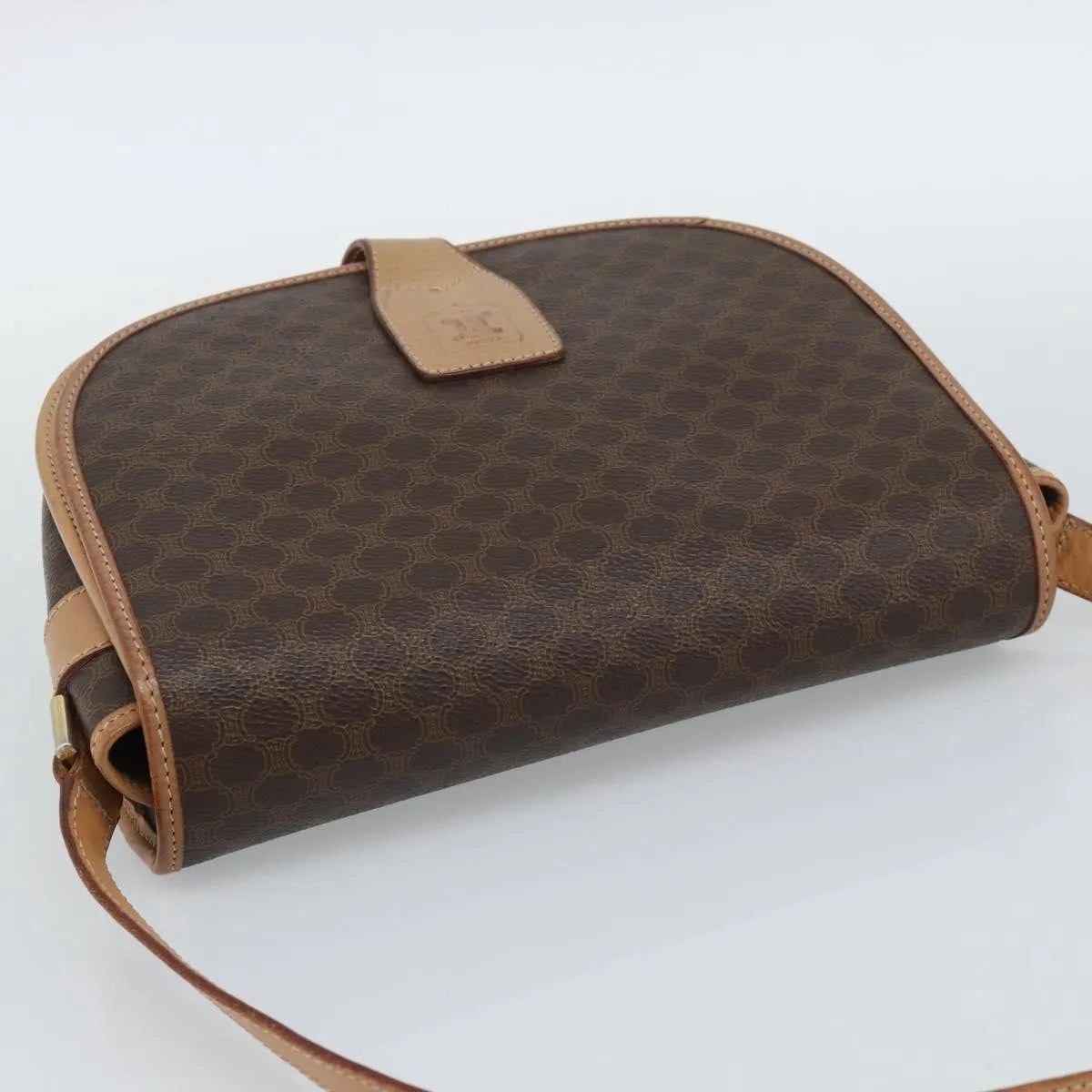 Celine Vintage Macadam Canvas and Leather, Brown, Canvas, Shoulder Bag