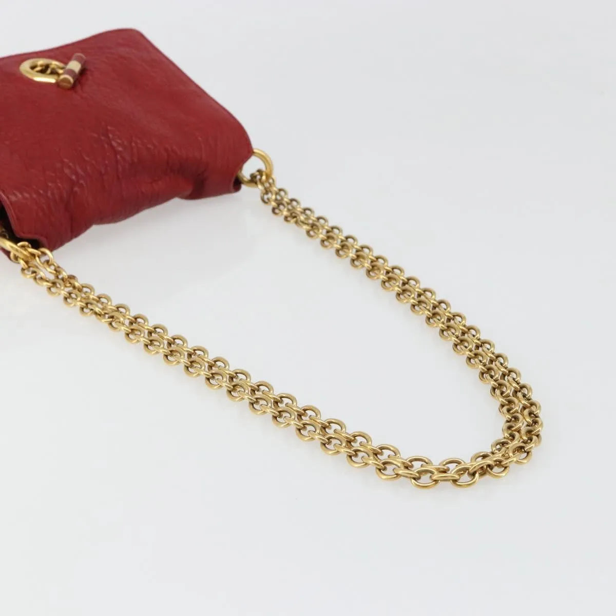 Saint Laurent Chain Leather, Red, Leather, Shoulder Bag