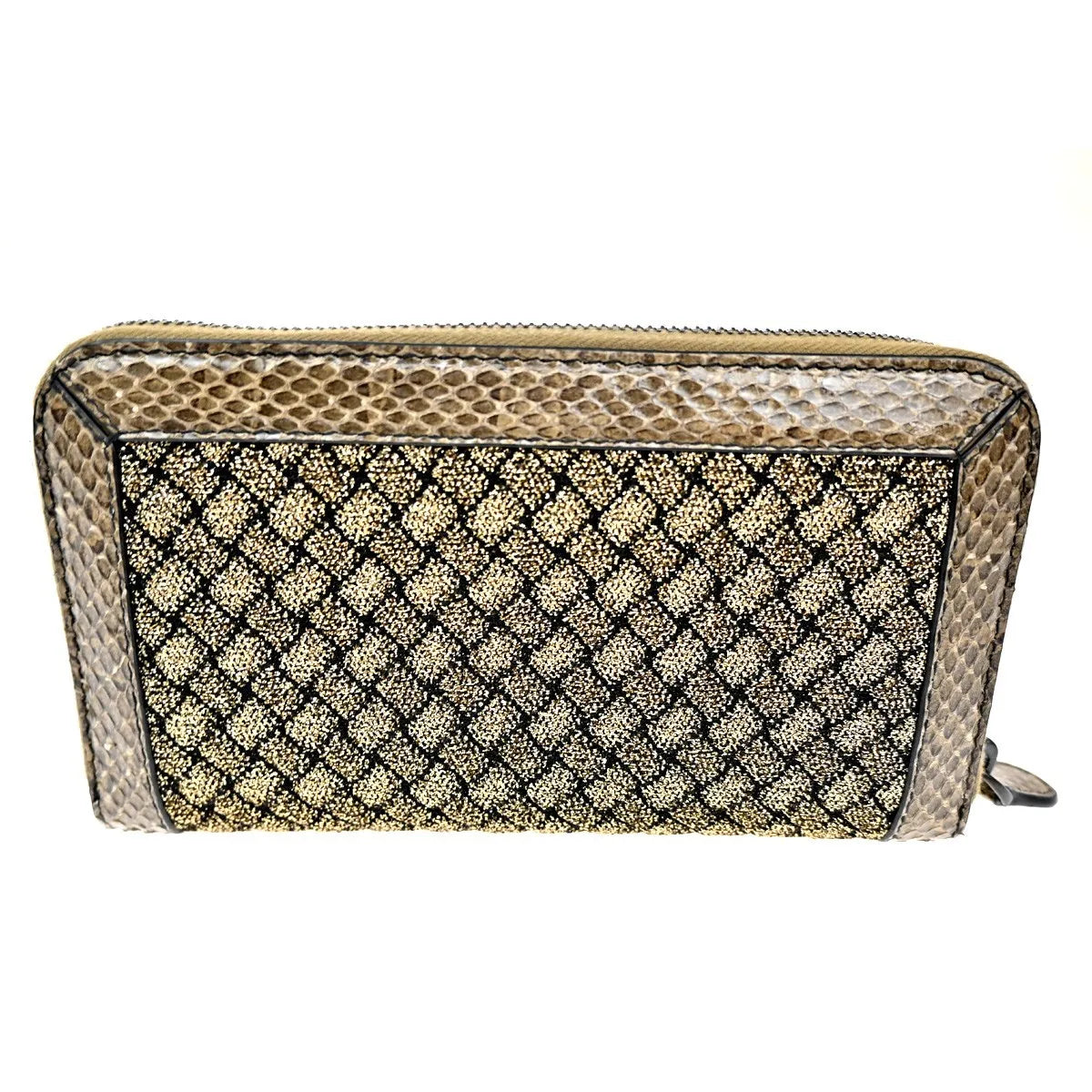 Bottega Veneta Intrecciato Long Zip Leather, Brown, Leather, Wallet