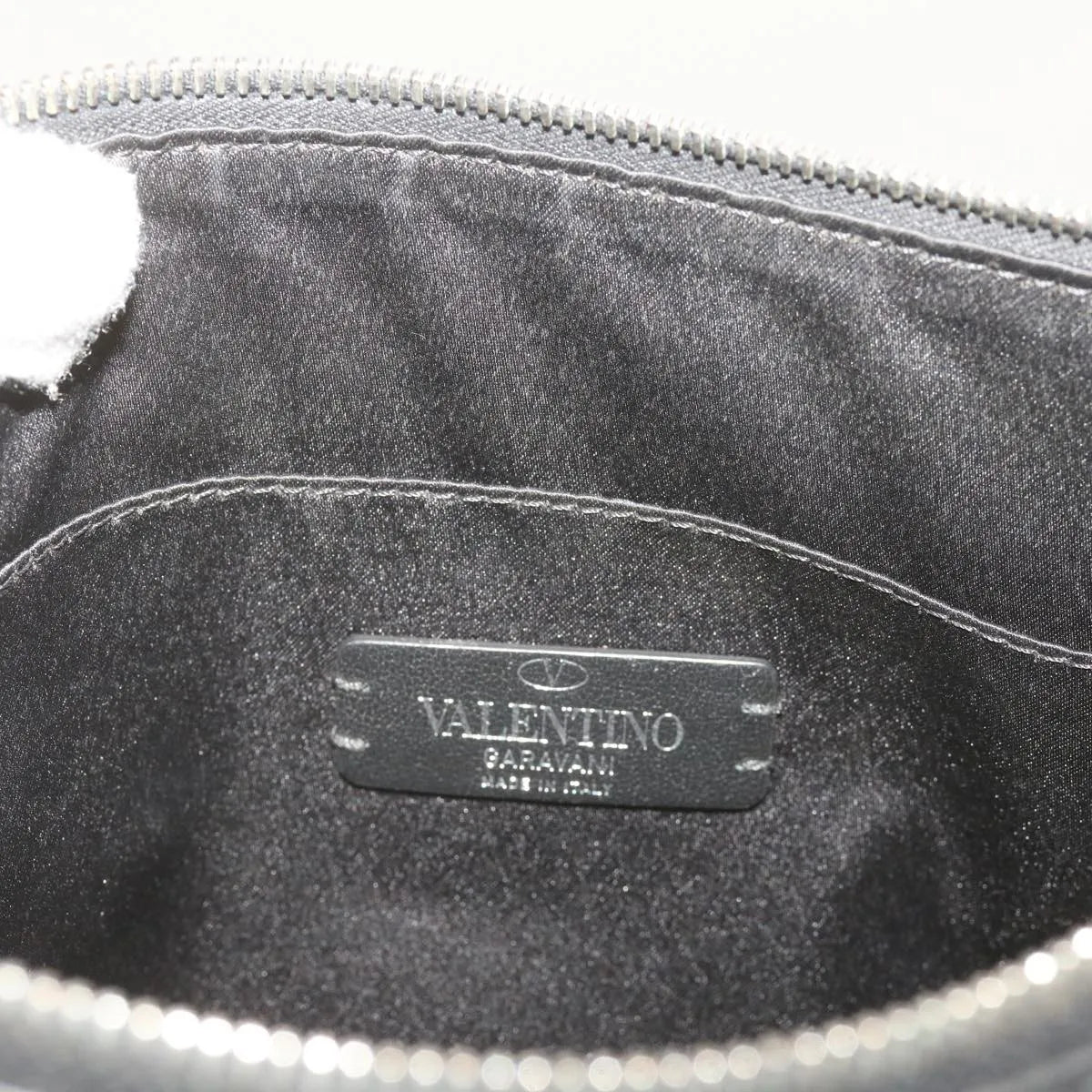 Valentino Garavani VLTN Wristlet Clutch Printed Leather, Black, Leather, Clutch