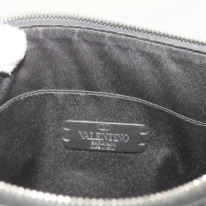 Valentino Garavani VLTN Wristlet Clutch Printed Leather, Black, Leather, Clutch