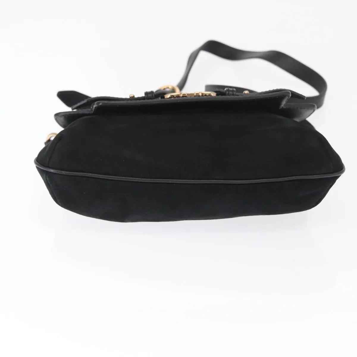 Salvatore Ferragamo Gancini Suede, Black, Suede, Shoulder Bag