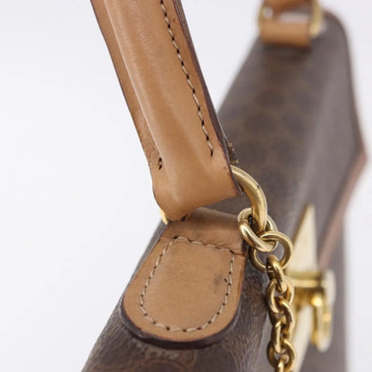 Celine Vintage Macadam Canvas and Leather, Brown, Canvas, Handbag